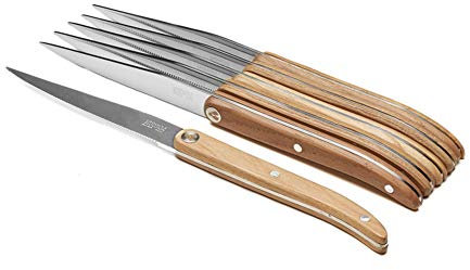 Laguiole Héritage Coffret de 6 Couteaux Steak Sens Lasuré Bois Clair