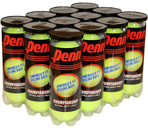 Penn Natural Rubber Championship Extra Duty Tennis Ball Case (12 cans, 36 Balls), Yellow