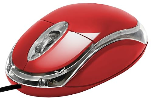 APM - Ratón óptico con Cable, Color Rojo, ambidiestro, retroiluminación, 800 dpi, 3 Botones, Compatible con PC Mac portátil, 100121