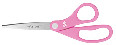 Westcott 15387 8-Inch Pink Ribbon Stainless Steel Scissors For Office and Home