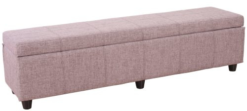 Mendler Aufbewahrungs-Truhe Kriens XXL, Sitzbank Bank, Stoff/Textil, 45x180x45cm - grau