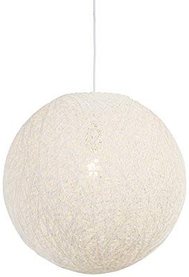 QAZQA - Modern Pendelleuchte I Esstisch I Esszimmer I Pendellampe I Hängelampe I Pendellampe I Pendelleuchte I Lampe I Leuchte im Landhausstil weiße Kugel 45cm - Corda I Wohnzimmer I Schlafzimmer - Pa