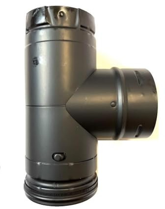 3'' PelletVent Pro Black Single Tee with Clean-Out Tee Cap - 3PVP-TB