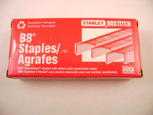 Stanley Bostitch® Full Strip B8 Staples, 1/4 Leg Length, 5,000 Per Box