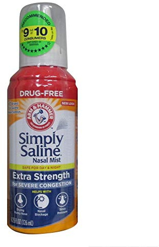 Simply Saline Nasal Mist Extra Strength Severe Congestion 4.6 oz (Pack of 6)