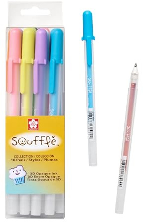 SAKURA 58351 16-Piece Souffle Assorted Colors Cube Collection 3-D Opaque Ink Pen Set