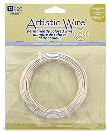 Artistic Wire | 12 Gauge Silver Plated Copper | Tarnish Resistant Craft Coil | 25 ft Jewelry Making & Wire Projects