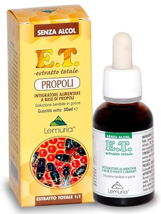 Lemuria - Propoli E.T. - Utile in Caso di Mal di Gola e Raffreddore - Rafforza le Difese Immunitarie - Estratto Totale Senza Alcol - 30 ml - Made in Italy