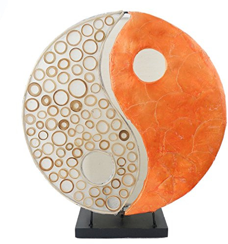 Woru Deko-Leuchte YING YANG, rund, Natur-Material, 30 cm Durchmesser, Stimmungsleuchte, Farbe:orange