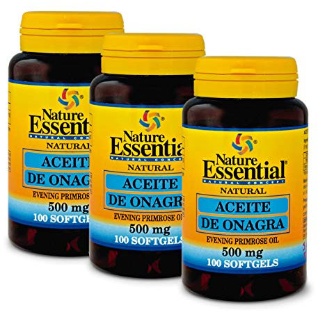 Nature Essential | Perlas de Aceite de Onagra 500 mg | 3 Unidades | 100 Perlas | Contribuye a Aliviar los Síntomas Menstruales | Primera Presión en Frío | 10% GLA | Omega 3-6-9 | Vitamina E