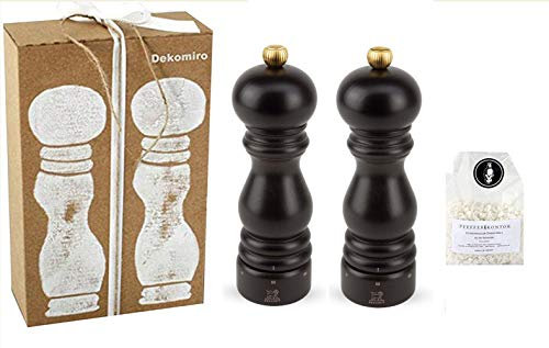 Dekomiro Peugeot Set Paris Pfeffermühle und Salzmühle Schoko 18 cm u-Select Geschenkset mit 100 gr. Salz