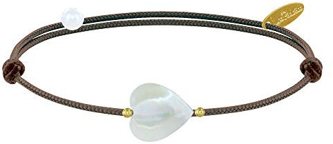 LES POULETTES BIJOUX - Pulsera Enlace Pequeña Corazon de Madreperla - Classics - Marrón Claro