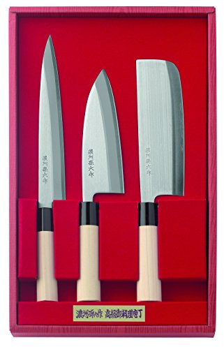 Herbertz 3-teiliges Set japanischer Kochmesser, Stahl 420J2 Messer, Mehrfarbig, One Size