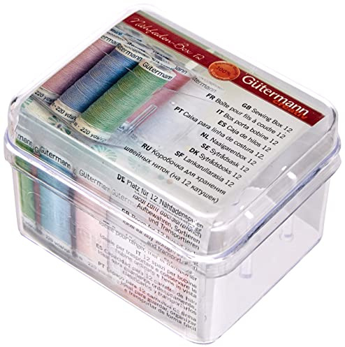 Gütermann - Gütermann Trasparente (94x62x78mm) Cucire Filo Magazzinaggio Scatola per 12 Bobine - 1 Pezzo
