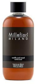 Millefiori Milano – Fragranza per Diffusore a Bastoncini 250 ml, Vanilla & Wood – Profumatore Ambiente Raffinato con Note Legnose e Vanigliate
