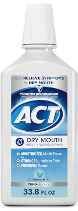 ACT Dry Mouth Anticavity Zero Alcohol Fluoride Mouthwash, Soothing Mint, 33.8 fl. oz.