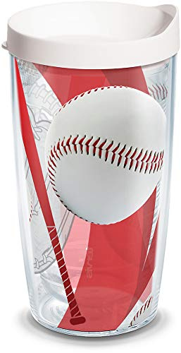 Tervis Baseballs Red & Mitt Background Tumbler with Wrap and White Lid, Plastic