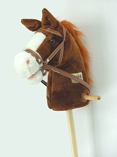 Steckenpferd Schaukelpferd Reitpferd Pferd am Holz Stab in braun ST03
