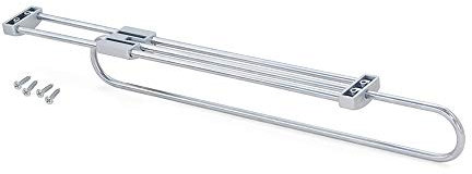 Emuca - Self Pull-out wardrobe rail, 450mm (15,7 inch), Silver painted, Steel and Plastic
