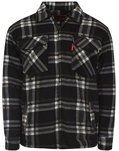 High Mountain New Men's Fleece Sherpa Lined Lumberjack Padded Check Shirts (Medium, Black/White Check)