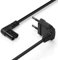 Hama Euro-Netzkabel mit Winkelstecker 3m (langes Kabel, Euro-Netzstecker auf Euro 8 C7 Doppelbuchse, abgewinkelt) Stromkabel, Eurokabel schwarz