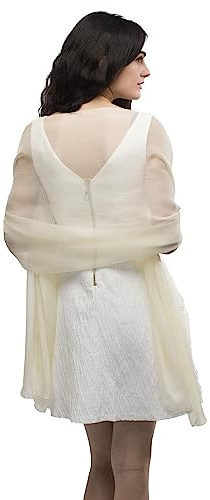 Basic Sense Large Plain Chiffon Shawl Scarf - Vibrant Sheer Accessory for Weddings and Evening Party, Ivory