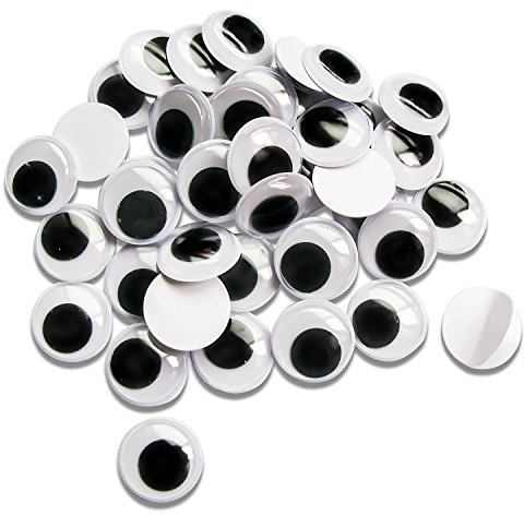 TOAOB 100 Piezas 30 mm Adhesivos Ojos Móviles Blanco Negro Ojos de Plástico Redondo Autoadhesivo Utilizados para Manualidades de Scrapbooking Accesorios