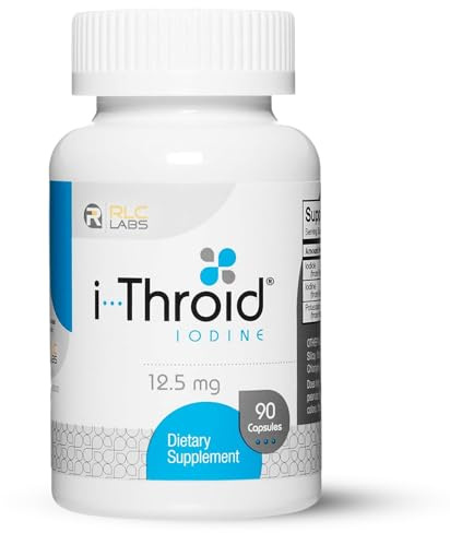 RLC Labs i-Throid 12.5 mg - Thyroid Supplements for Hypothyroidism, Iodide Supplements for Thyroid, Support Healthy Metabolism, Thyroid Support for Women and Men - 90 Vegetarian Capsules (1 Pack)