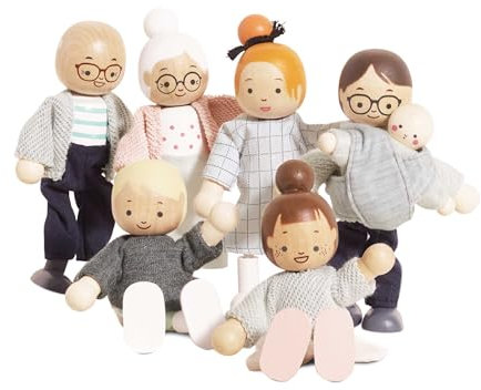 Le Toy Van – „Meine Puppenfamilie“ Spielset aus Holz für Puppenhäuser | Daisylane Zubehörsets für Puppenhäuser für Mädchen – Geeignet für Kinder ab 3 Jahren, P053