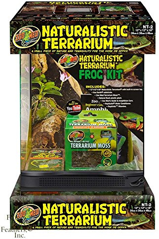 Zoo Med Terrarium kit Rane e anfibi - Gabbia Terrario naturalistico con kit tutto incluso con decorazioni terriccio e guida per la cura di rane e anfibi, dimensione 30x30x46
