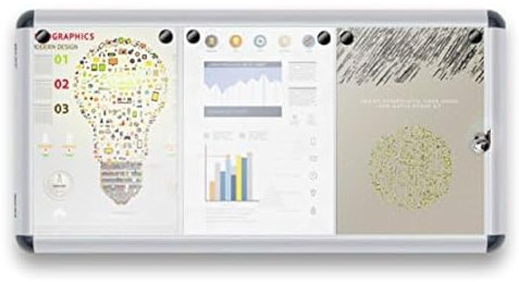 MoB Schaukasten 3xA4 Wetterfest für Innen & Aussen inkl. 6 Magnete Montagematerial Infokasten Aushang Aushangkasten Magnetische & beschreibbare Rückwand Plakatschaukasten mit Alurahmen & Acrylglas