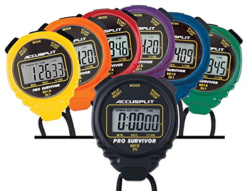 ACCUSPLIT A601X Pro Survivor Rainbow Plus One Stopwatches(6 Pack), Black