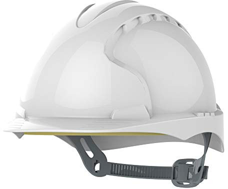 JSP EVO2 Safety Helmet with Slip Ratchet Adjustment Harness EN 397 Industrial Hard Hat for Building, Construction and Work sites White (AJE030-000-100)