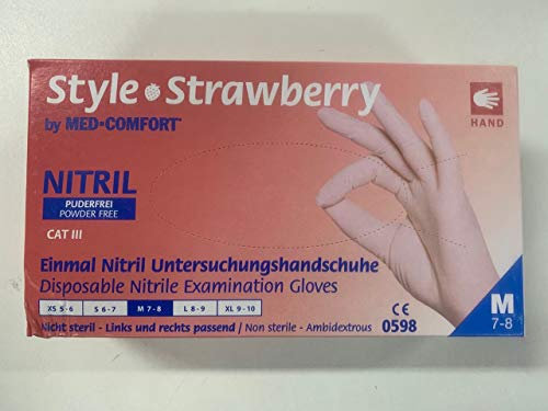 Med-Comfort 100 Nitril Handschuhe Style Strawberry von Ampri, puderfrei Gr. M