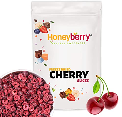 Fette di Amarena Liofilizzate 100g - Ciliegie Acide Disidratate - Frutti di Bosco Liofilizzati - Frutta Secca Liofilizzata - Amarena Disidratata Perfette per Dolci, Decorazioni, Muesli e Dessert