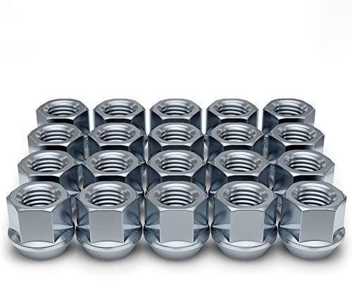 White Knight, 1309-1S-20AM Radmutternsatz – 20 Stück, M14 x 1,5, offenes Design, Zinkbeschichtung, konische Form mit Wulst, kleiner Durchmesser (2,29 cm)