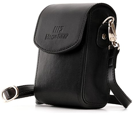 MegaGear MG700 Panasonic Lumix DC-ZS70, DC-TZ90, DMC-LX10, DMC-ZS60, DMC-TZ80, DMC-ZS100, TZ100, TZ101 Leather Camera Case with Strap - Black