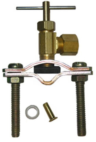 LASCO 17-0601 1/4-Inch Compression Outlet Self Tapping Brass Saddle Needle Valve