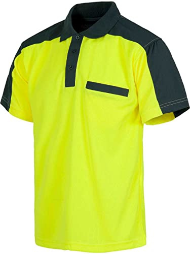 WorkTeam Polo Combinado de Alta Visibilidad Manga Corta con un Bolso de Pecho. Hombre Gris+Amarillo A.V. M