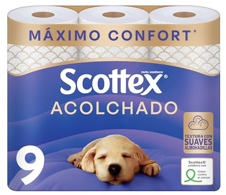 Scottex Acolchado Papel Higiénico, 9 rollos