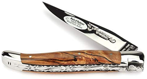 Laguiole en Aubrac Handmade Knife 12 cm Double platines L0712WAIF Aubrac Beech Wood Handle, Blade and bolsters Stainless Steel Shiny
