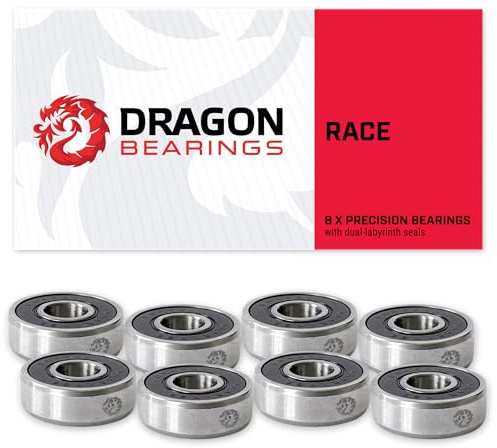 Fireball Dragon Skateboard Bearings 8 Pack - Fast 608 Longboard Bearings Set fits Skateboards Inline & Roller Skates - Precision Made & Guaranteed for Life (Race)