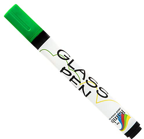 Glass Pen Window Marker: Liquid Chalk Pens for Glass, Whiteboard Markers with Washable Paint - Graduation, Car Windows, Mirror Pen, Storefront, Wedding, Parade, Party & Holiday (Green, Fine Tip)