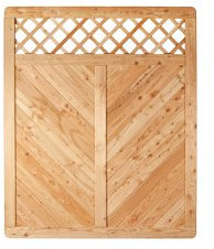 Stilvolle Gartenzäune für Sichtschutz + Windschutz aus Lärche in Profilbrett - Optik mit Rankgitter Mosel in den Maßen 150 x 180 cm (Breite x Höhe)