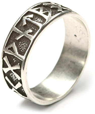 Drachensilber Anello rune in argento 925, gioiello dell'amicizia, da donna, da uomo, con anello in argento vichingo, partner, biker, rocker gotico, diverse misure, Argento, Non pietra preziosa