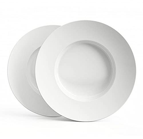 excentra - Der Schiefe Teller (2er Set) Suppenteller aus Porzellan, weiß, Ø 26,7 cm, tiefer Teller, auch als Pastateller, Sushiteller, Nudelteller, die Revolution der Esskultur