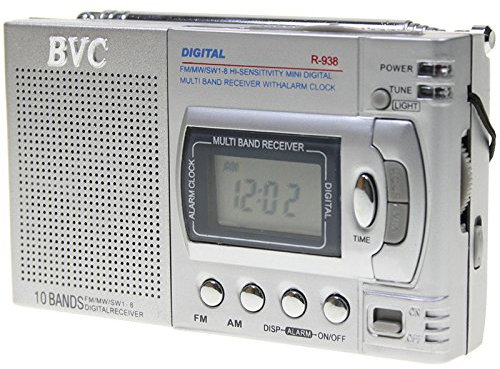 BVC Radio R938 Mini Radio Digital multibanda con Reloj y Despertador