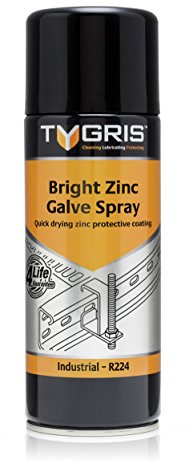 Tygris R224 Bright Zinc Galvanising Spray 400ml – Anti-Corrosion Cold Galvanising Paint for Steel, Fast Drying Zinc Coating, Rust Protection for Metal, Weld Repair & Galvanised Surfaces