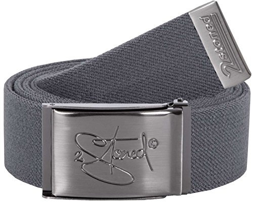2Stoned Stretchgürtel Koppelgürtel elastisch Classic Matt gestanzt, Grau, 130cm - 150cm dehnbar, für Damen und Herren