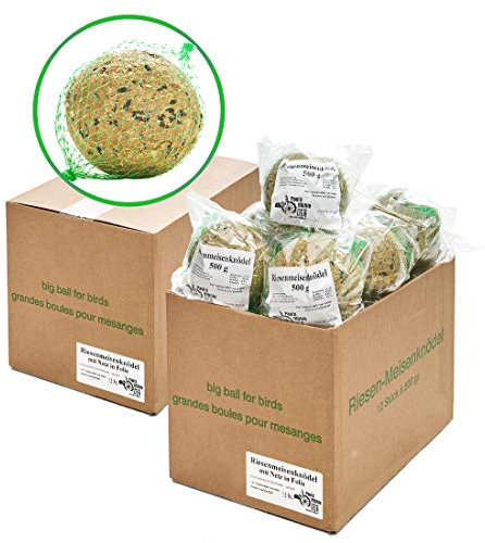 Paul´s Mühle Riesen-Meisenknödel, Premium Ergänzungsfutter für Wildvögel, mit Netz im Karton, 24 Stück (2 x 12 x 500 g)
